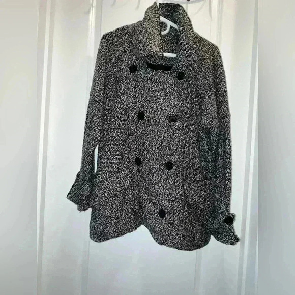 Free People Sweaters - Free People Slouchy Boho Utility Moto Jacket Marled Black